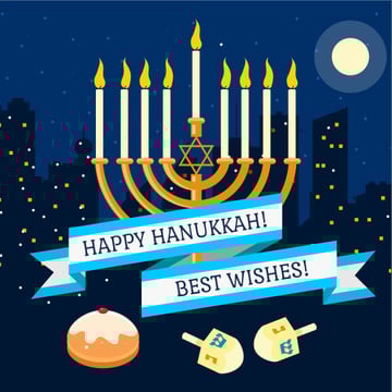Happy Hanukkah Greeting with Menorah