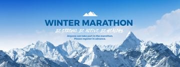 Winter Marathon Announcement Snowy Mountains | Facebook Cover Template