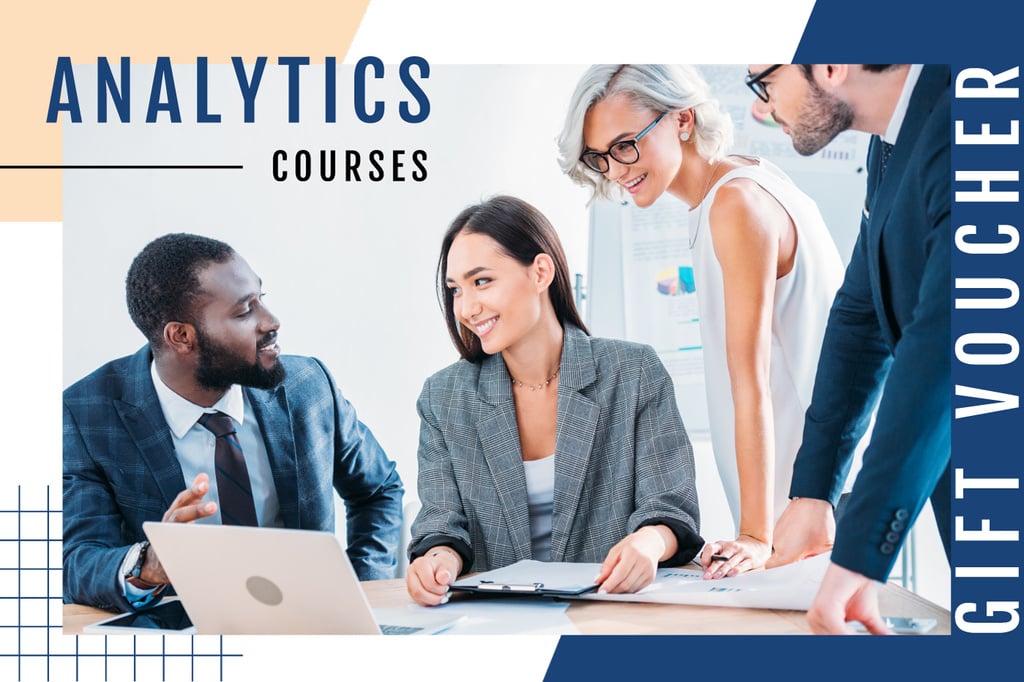 Business Courses Successful Team at a Meeting | Gift Certificate Template — Создать дизайн Business Courses Successful Team at a Meeting | Gift Certificate Template — Создать дизайн