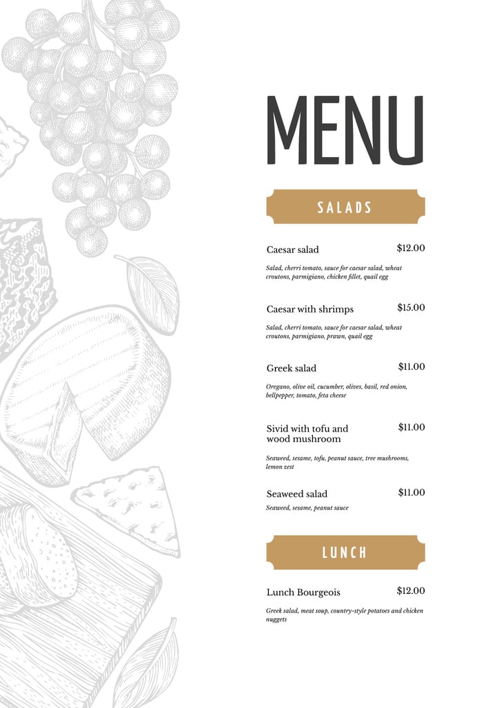 Restaurant dishes list — ein Design erstellen Restaurant dishes list — ein Design erstellen