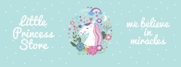 Kids' store ad Unicorn in flowers frame