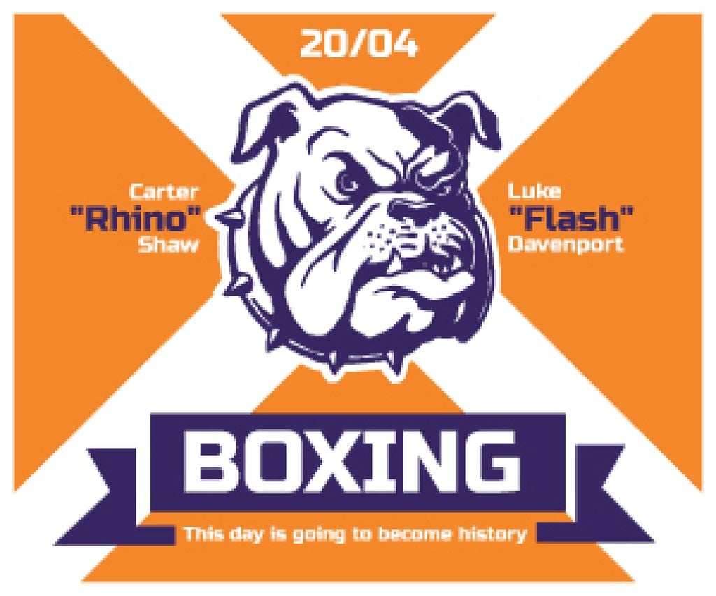 Boxing Match Announcement Bulldog on Orange | Medium Rectangle Template — Create a Design Boxing Match Announcement Bulldog on Orange | Medium Rectangle Template — Create a Design