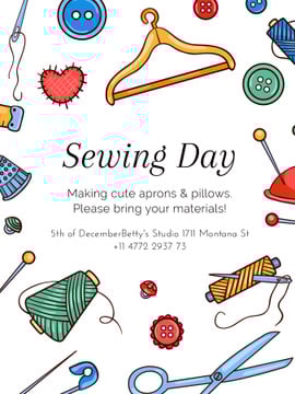 Sewing day event with needlework tools