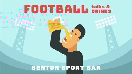 Sport Bar Invitation Man Drinking Beer at Stadium Full HD video Design Template