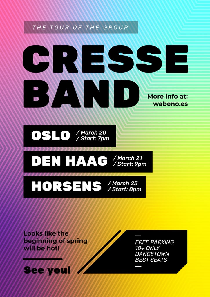 Band Tour Announcement Bright Geometric Pattern | Flyer Template — Створити дизайн Band Tour Announcement Bright Geometric Pattern | Flyer Template — Створити дизайн