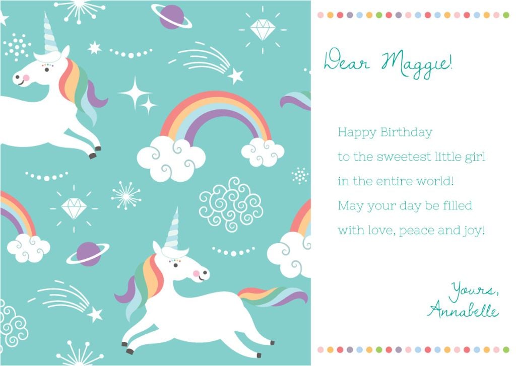 Happy Birthday Greeting with Magical Unicorns — ein Design erstellen Happy Birthday Greeting with Magical Unicorns — ein Design erstellen