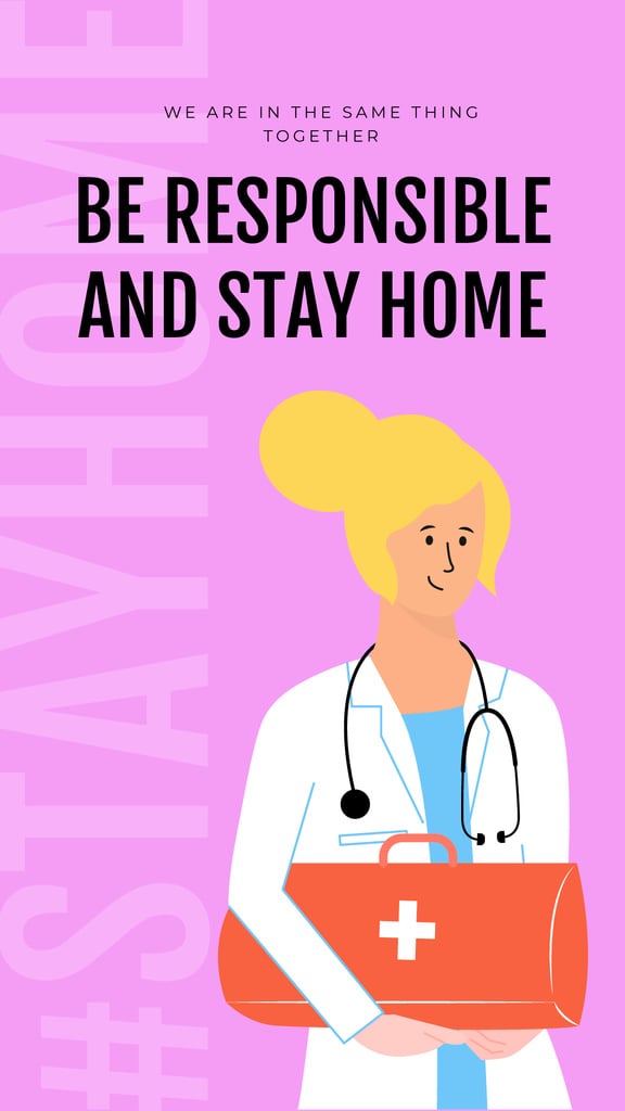 #Stayhome Coronavirus awareness with friendly Doctor — Crear un diseño #Stayhome Coronavirus awareness with friendly Doctor — Crear un diseño