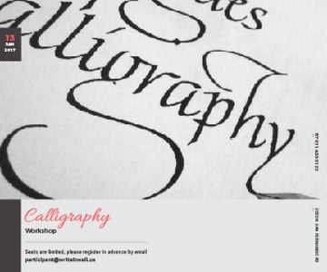 Calligraphy Workshop Announcement Letters on White