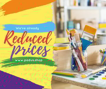 Art Shop Promotion with Supplies and Brushes