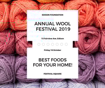 Knitting Festival Invitation Wool Yarn Skeins | Facebook Post Template