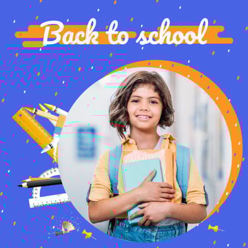 Back to School Offer with Smiling Schoolgirl with Books