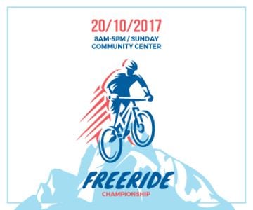 Freeride Championship Announcement Cyclist in Mountains