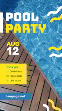 Pool Party Invitation Blue Water and Deck