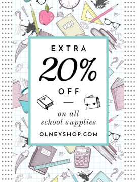 School Supplies Sale Advertisement Stationery Drawings