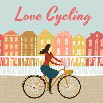 Girl Riding Bicycle in City