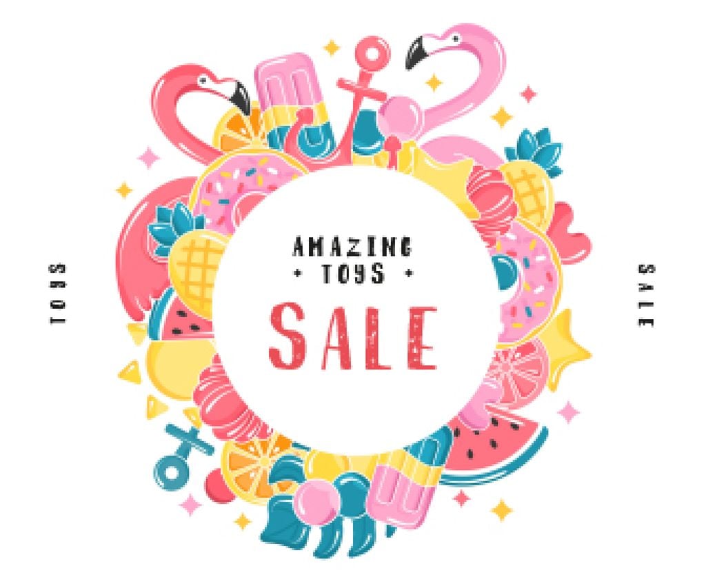 Summer Toys Sale Frame in Pink | Large Rectangle Template — Crear un diseño Summer Toys Sale Frame in Pink | Large Rectangle Template — Crear un diseño
