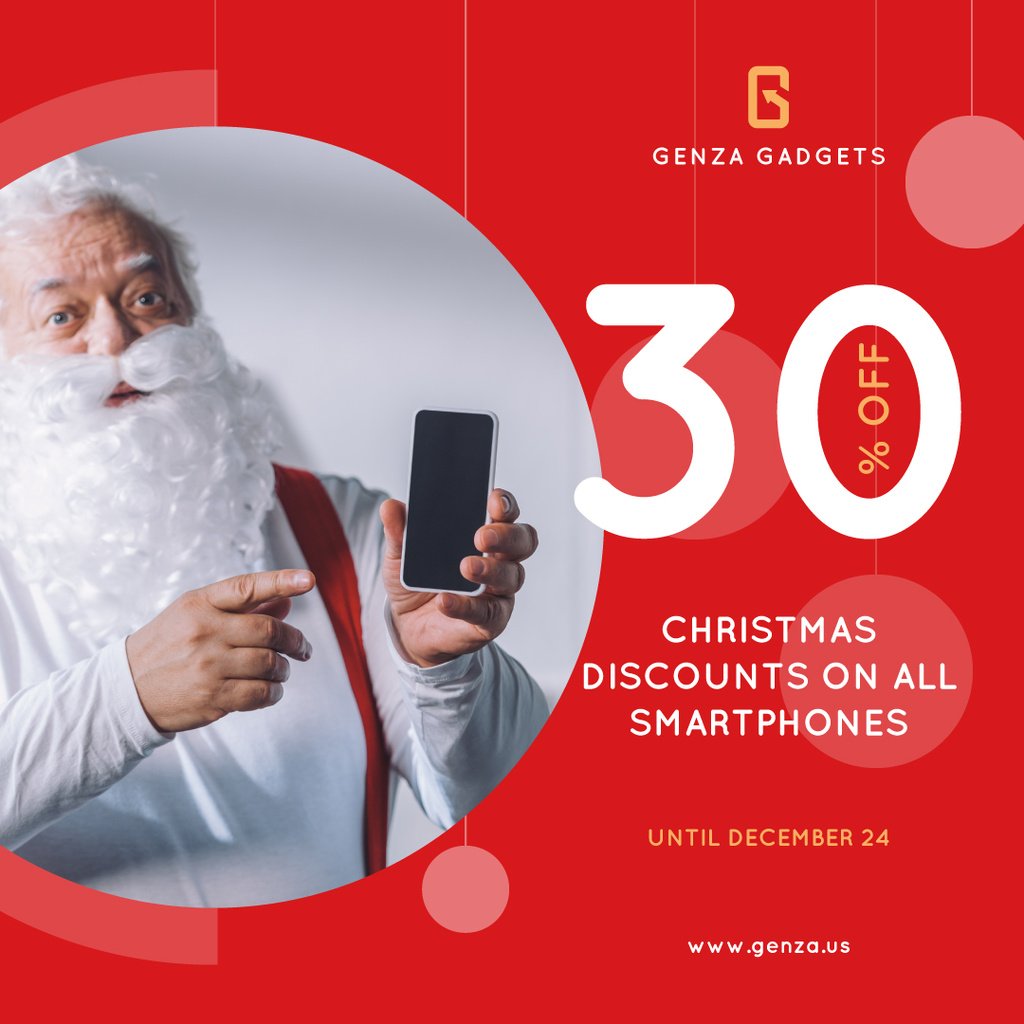 Christmas Discount Santa Holding Smartphone — Modelo de projeto Christmas Discount Santa Holding Smartphone — Modelo de projeto