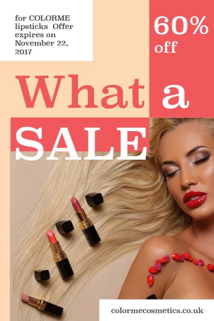 Cosmetics Sale Woman with Red Lipstick — Crea un design Cosmetics Sale Woman with Red Lipstick — Crea un design