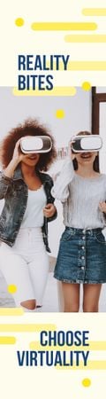 Virtuality Quote Women Using Vr Glasses Skyscraper Design Template