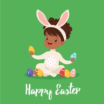 Kid in Easter bunny costume