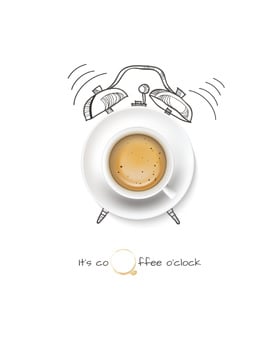 Cup of Coffee with Alarm Clock illustration