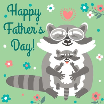 Father's Day greeting with raccoons