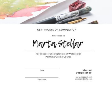 Watercolor Online Course Completion confirmation