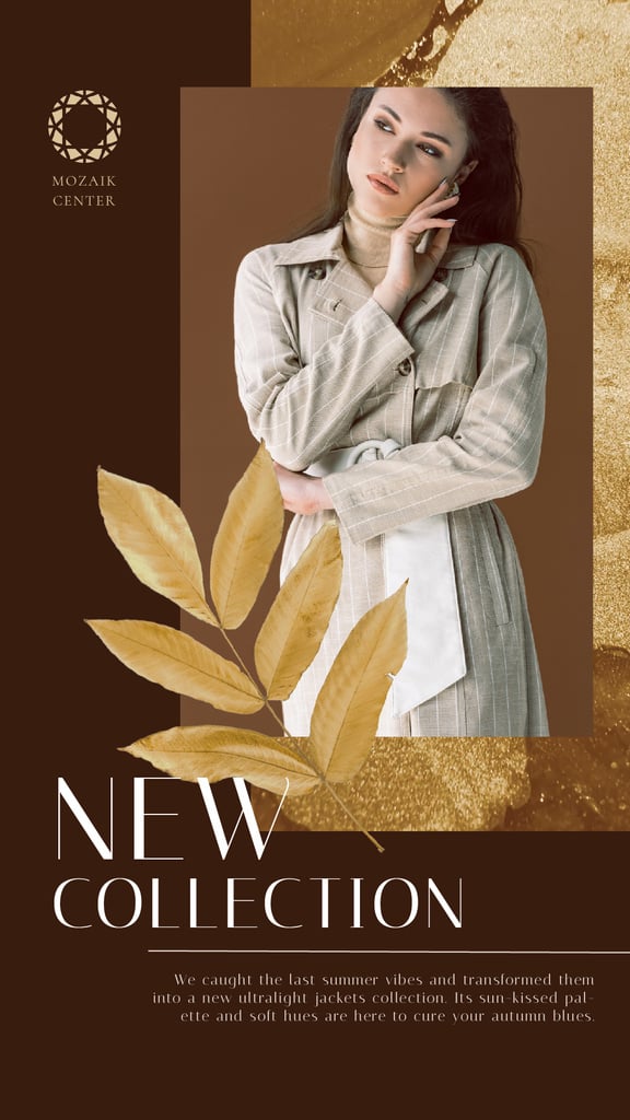 Fashion Collection Ad Stylish Woman in Trench Coat — Modelo de projeto Fashion Collection Ad Stylish Woman in Trench Coat — Modelo de projeto