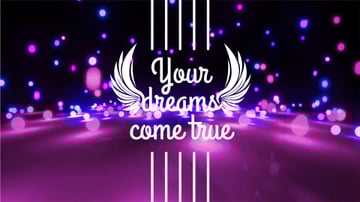 Dreams Quote Glowing Bubbles Falling in Purple