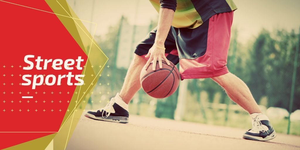 street sports poster with basketball player — Modelo de projeto street sports poster with basketball player — Modelo de projeto