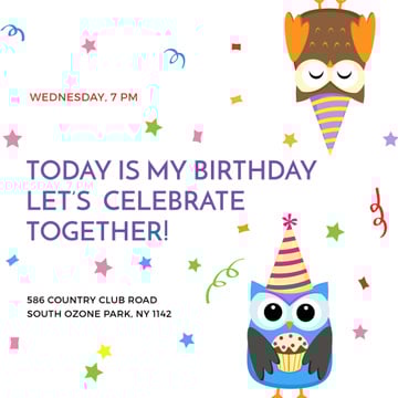 Birthday party Invitation with Cute Owls