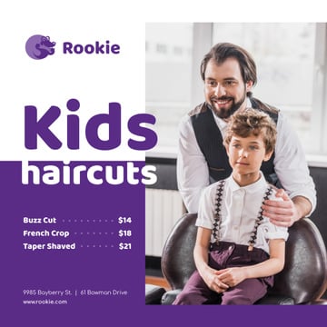 Kids Salon Ad Boy at Haircut