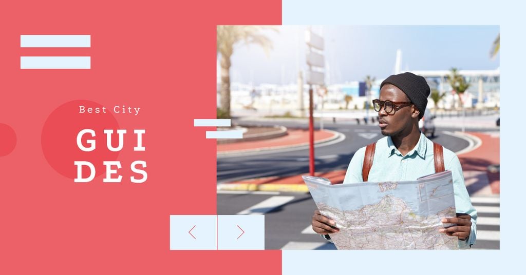 City Guide Man with Map on Street | Facebook Ad Template — Create a Design City Guide Man with Map on Street | Facebook Ad Template — Create a Design