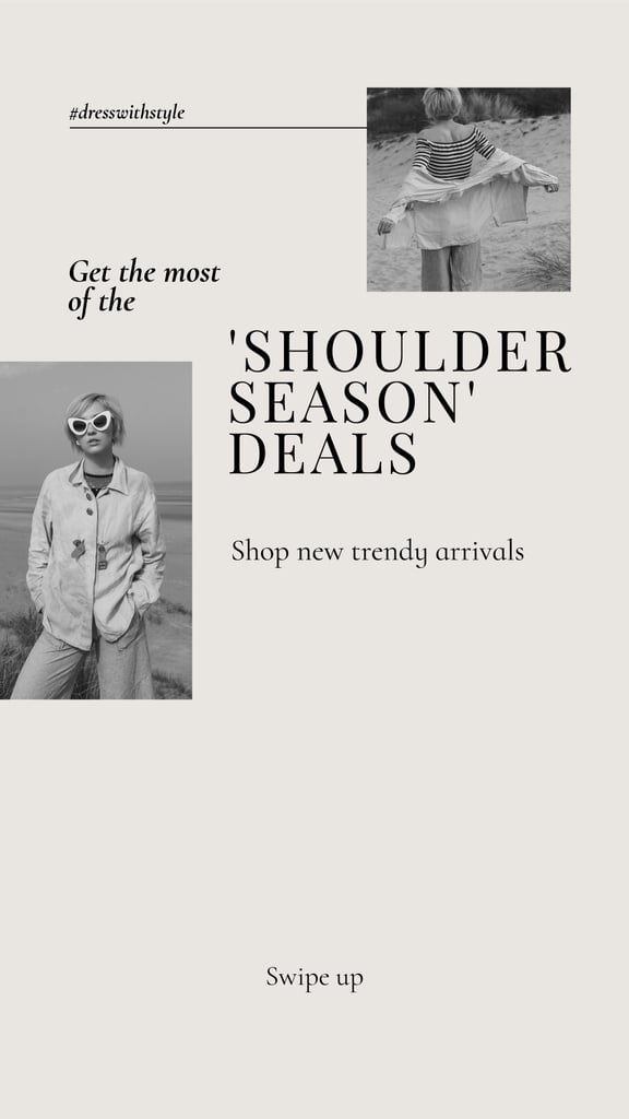 New trendy Arrivals Offer with Stylish Woman — ein Design erstellen New trendy Arrivals Offer with Stylish Woman — ein Design erstellen
