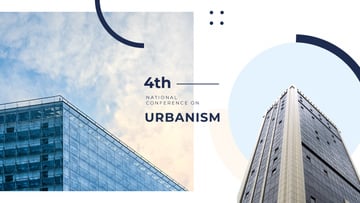 Urbanism Conference Advertisement with Modern Skyscrapers