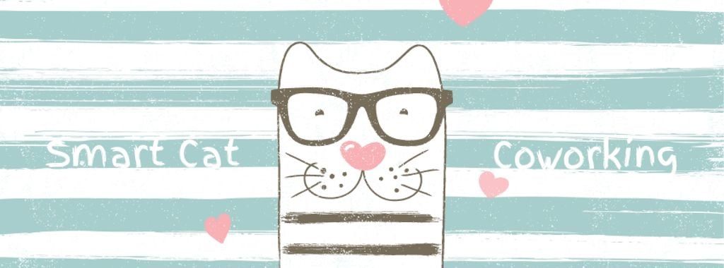 Smart cat on striped background with hearts — ein Design erstellen Smart cat on striped background with hearts — ein Design erstellen