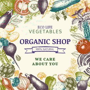 Organic Shop ad with vegetables