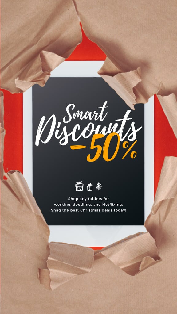 Christmas Discount Digital Tablet in Wrapping Paper — Crea un design Christmas Discount Digital Tablet in Wrapping Paper — Crea un design