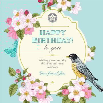 Happy Birthday Greeting with Cute Bird