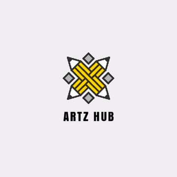 Arts Hub Ad with Crossed Pencils in Yellow