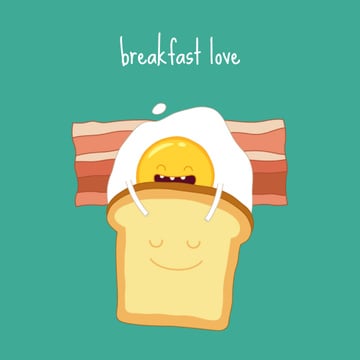 Egg and toast funny cartoon characters