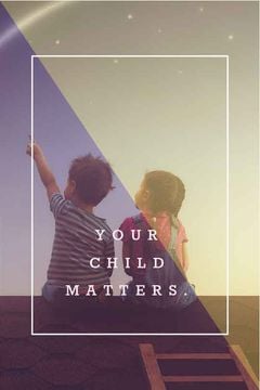 your child matters poster with two children sitting on roof