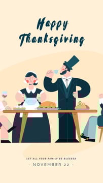 Pilgrims Having Thanksgiving Dinner