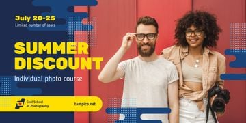 Photography Event Offer Smiling Couple with Camera