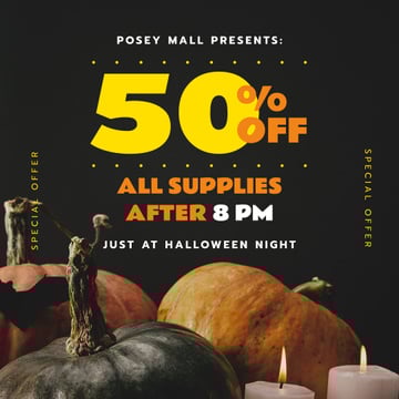 Halloween Night Sale Decorative Pumpkins and Candles