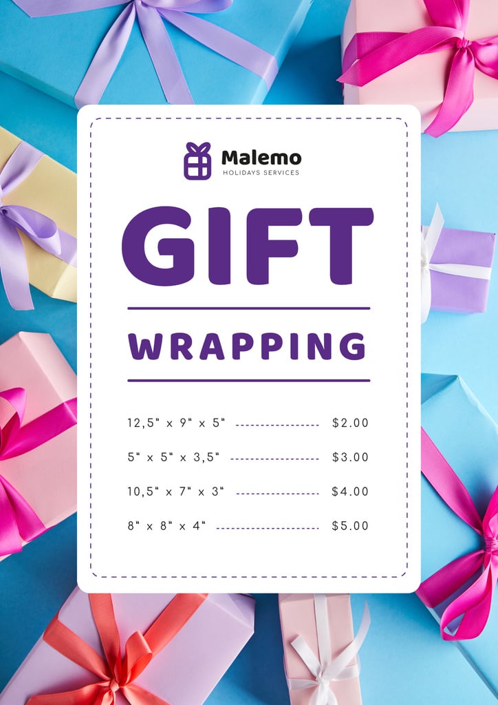 Gift Wrapping Service Ad with Boxes with Bows — Maak een ontwerp Gift Wrapping Service Ad with Boxes with Bows — Maak een ontwerp