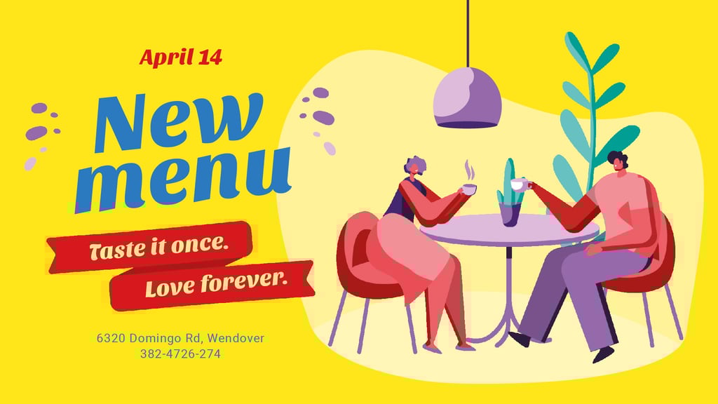Cafe Promotion Couple Drinking Coffee — Створити дизайн Cafe Promotion Couple Drinking Coffee — Створити дизайн