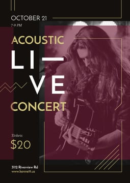 Concert Invitation with Man playing Guitar