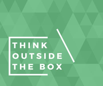 Think outside the box quote on green pattern