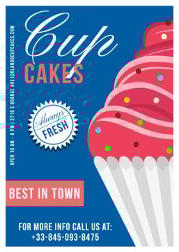 Cupcakes Cafe Ad in Blue | Flyer Template